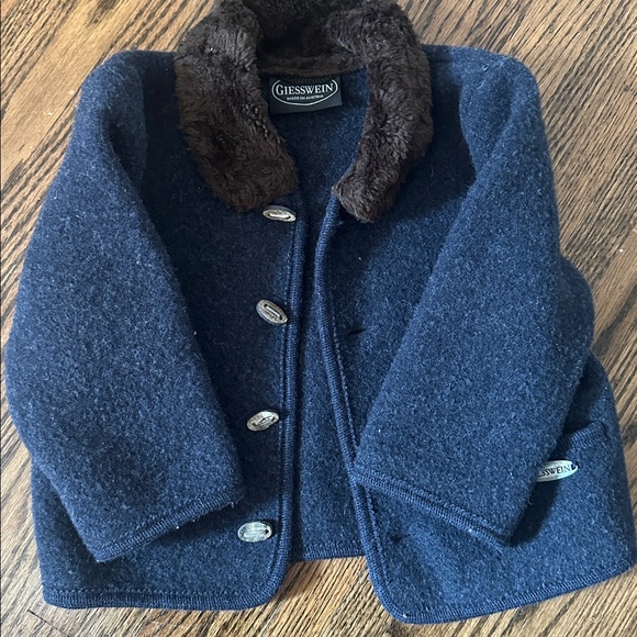 Giesswein Austria boys navy blue cardigan jacket sz 1-2 wool mohair alpaca mix - Picture 2 of 3